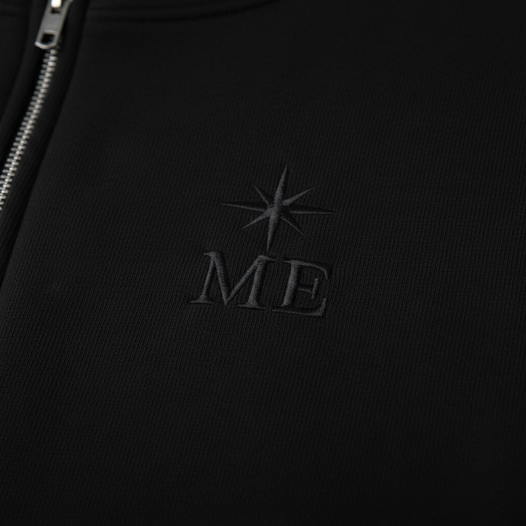 Svart Quarter Zip närbild